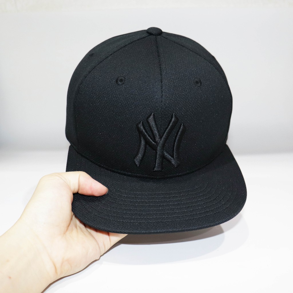 Nón hiphop Nón Snapback Full Đen Logo NY Đen unisex cao cấp