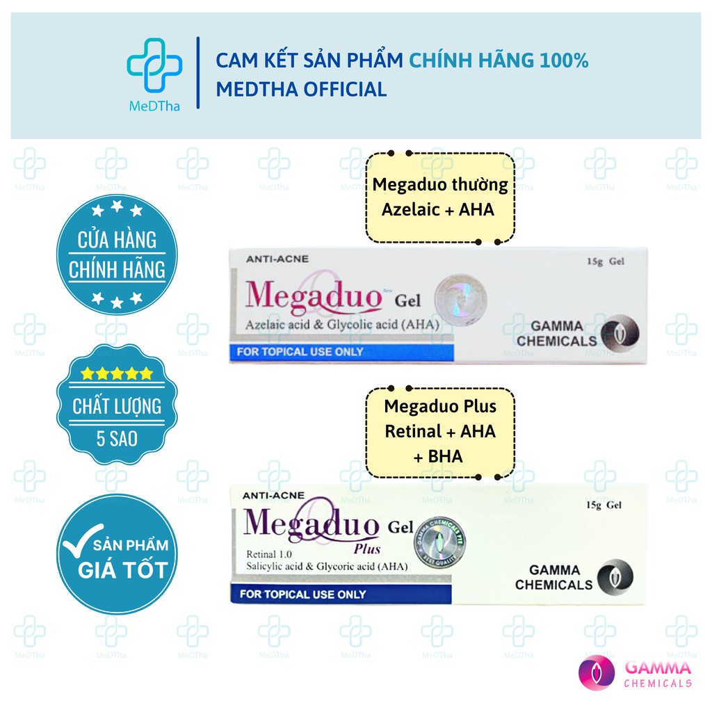 Megaduo Gel - Gel Hỗ trợ Giảm Mụn Trứng Cá, Mụn Ẩn, Mờ Thâm Mụn, Mờ Sẹo, Dưỡng Da (Tuýp 15g) [Chính Hãng]