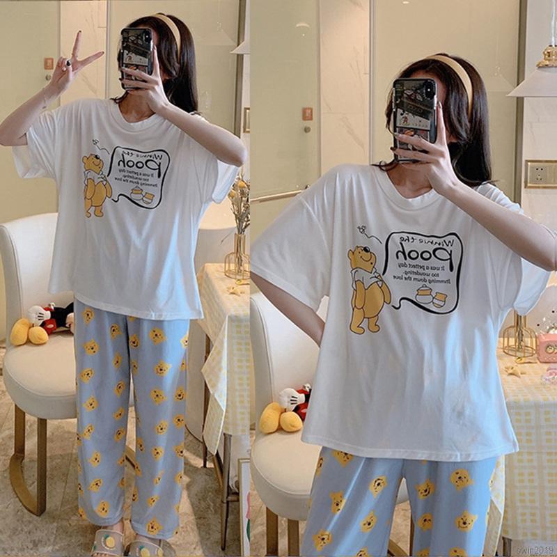 Set Đồ Bộ Ngắn In Họa Tiết Hoạt Hình Dễ Thương Cho Nữ | BigBuy360 - bigbuy360.vn