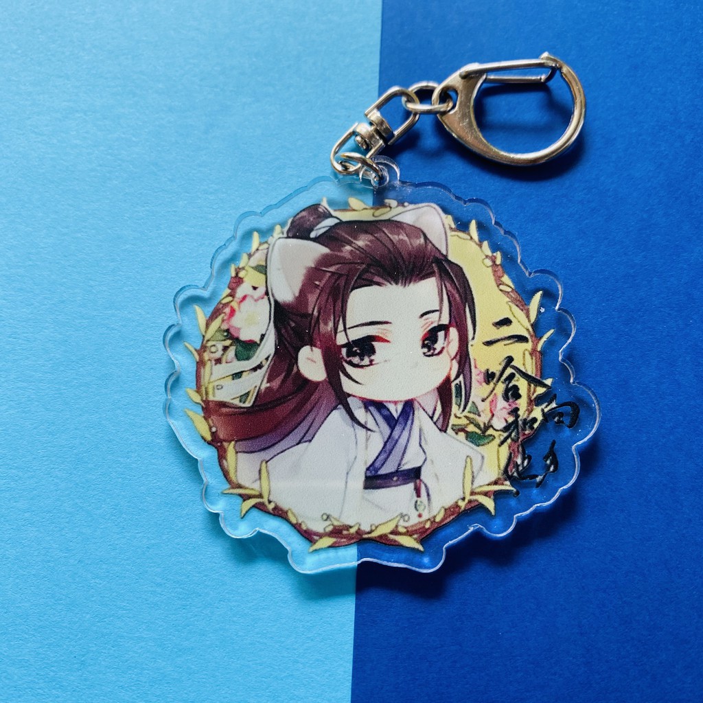 ( Mica trong acrylic ) Móc khóa HUSKY VÀ SƯ TÔN MÈO TRẮNG CỦA HẮN xinh xắn dễ thương in hình anime chibi
