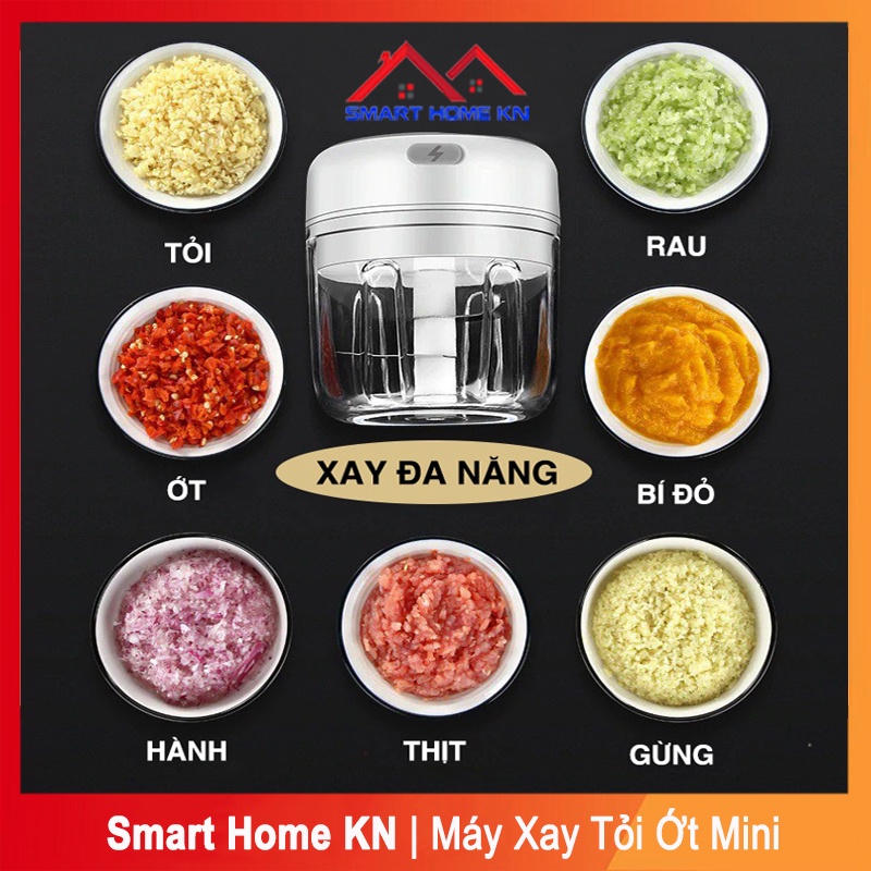 Máy xay tỏi ớt mini cầm tay đa năng sạc bằng điện - Máy xay sinh tố đa năng cầm tay mini 300ml