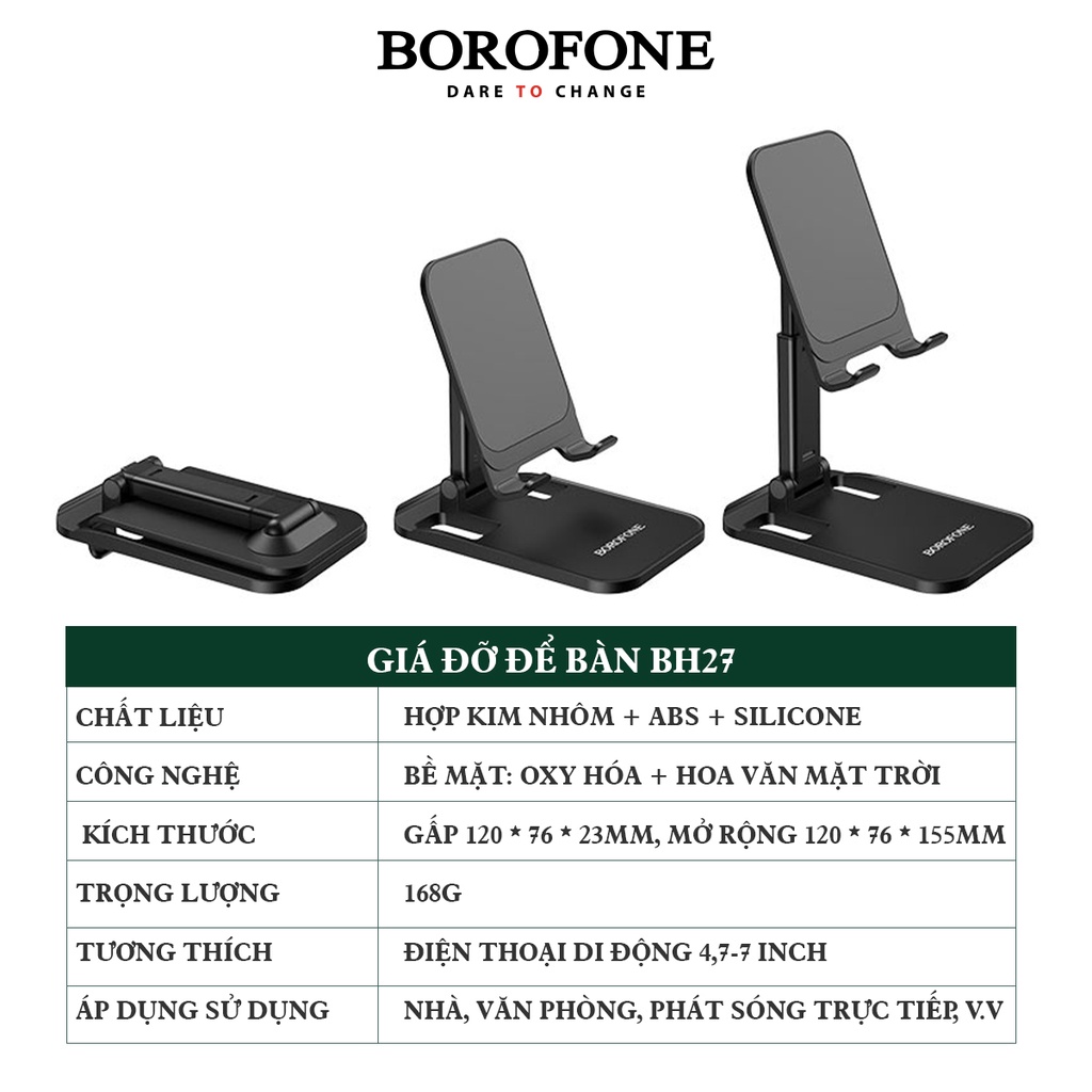 Giá đỡ điện thoại để bàn BOROFONE BH27 Superior gập gọn đa năng - AK Mobile