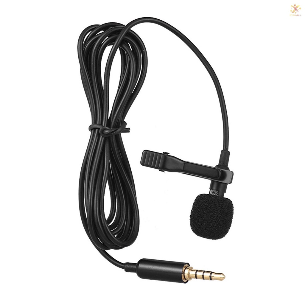 ET Andoer EY-510A Mini Portable Clip-on Lapel Lavalier Condenser Mic Wired Microphone for  iPad Android Smartphone DSLR Camera Computer PC Laptop