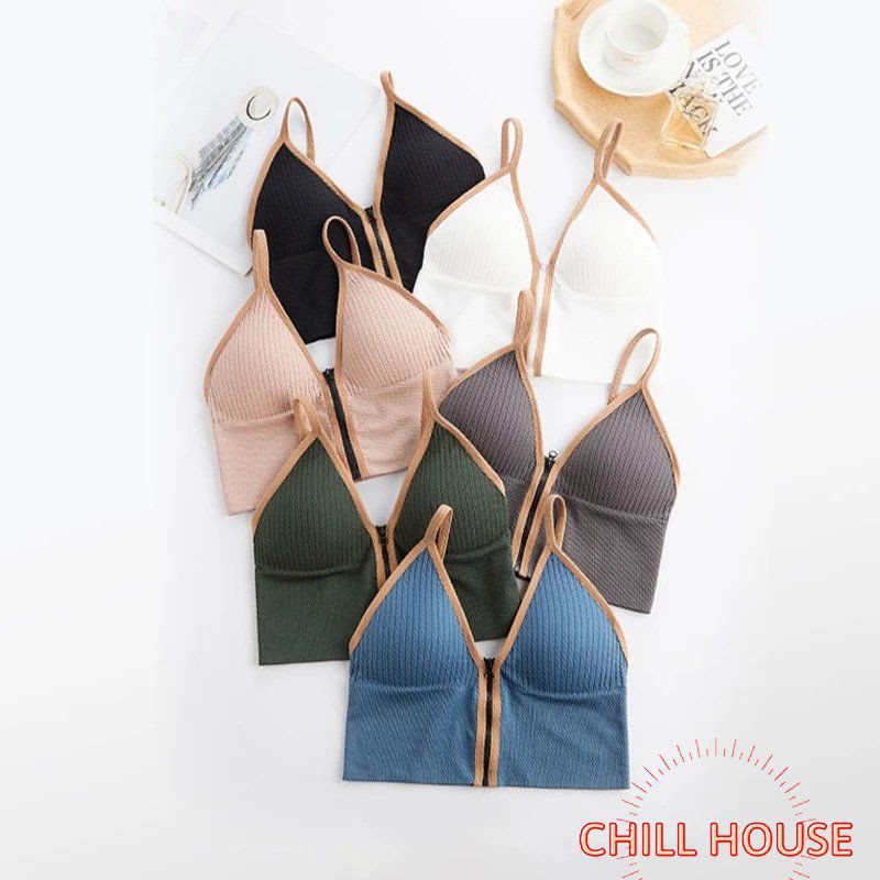 Áo Bra Kéo Khoá Khoét Sâu Sexy, Sẵn Mút Ngực Cao Cấp B 605 - CHILLHOUSE