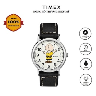 Đồng hồ Unisex Nam Nữ Timex Peanuts - Charlie Brown 38mm TW2T60900 Dây Da - Chính Hãng