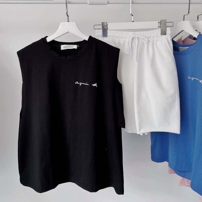 Áo tanktop form rộng Asni (kèm lót trong)