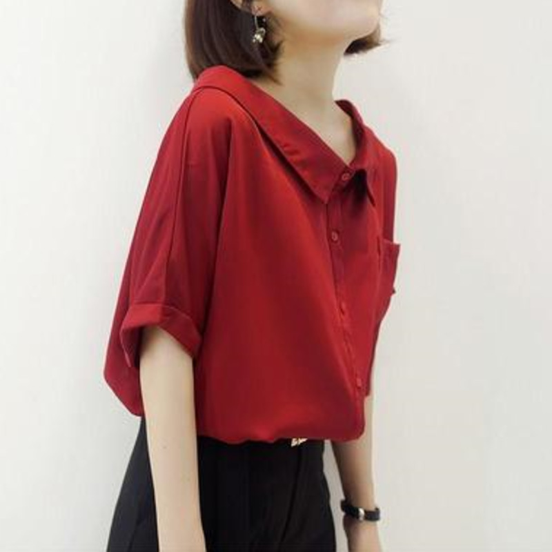 Áo Sơ Mi Voan Tay Ngắn Xinh Xắn Dành Cho Nữ