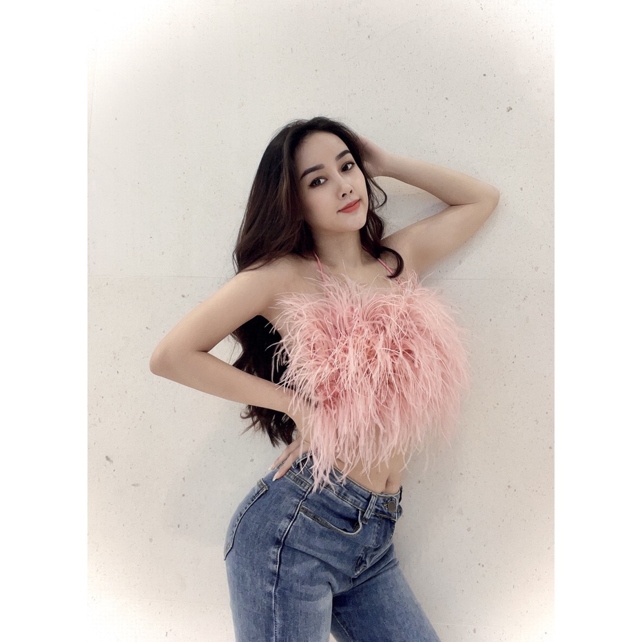 Croptop lông hồng Maila T011221