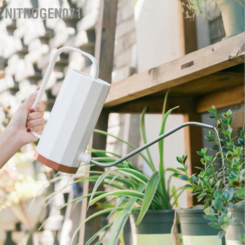 Nitrogen071 Bình tưới cây có thể dài bằng thép không gỉ nước tay cầm lớn nhân bản cho vườn