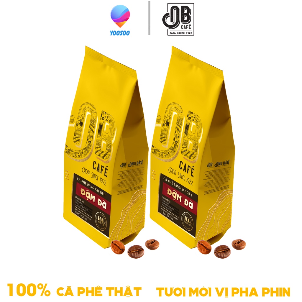 Combo 2 Túi Cà Phê Rang Xay Ông Bầu OB1 Đậm Đà Túi 1kg - Thương hiệu NUTIFOOD - YOOSOO MALL - cà phê ob, ob cafe