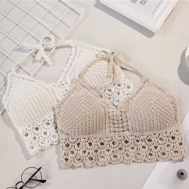 Áo bra đan móc kiểu chân vây cá (có mút ngực) 403#