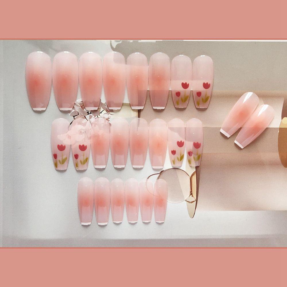 MIHAN1 Hộp 24 Móng Tay Giả Che Phủ Toàn Diện Dạng Nhấn Tiện Dụng