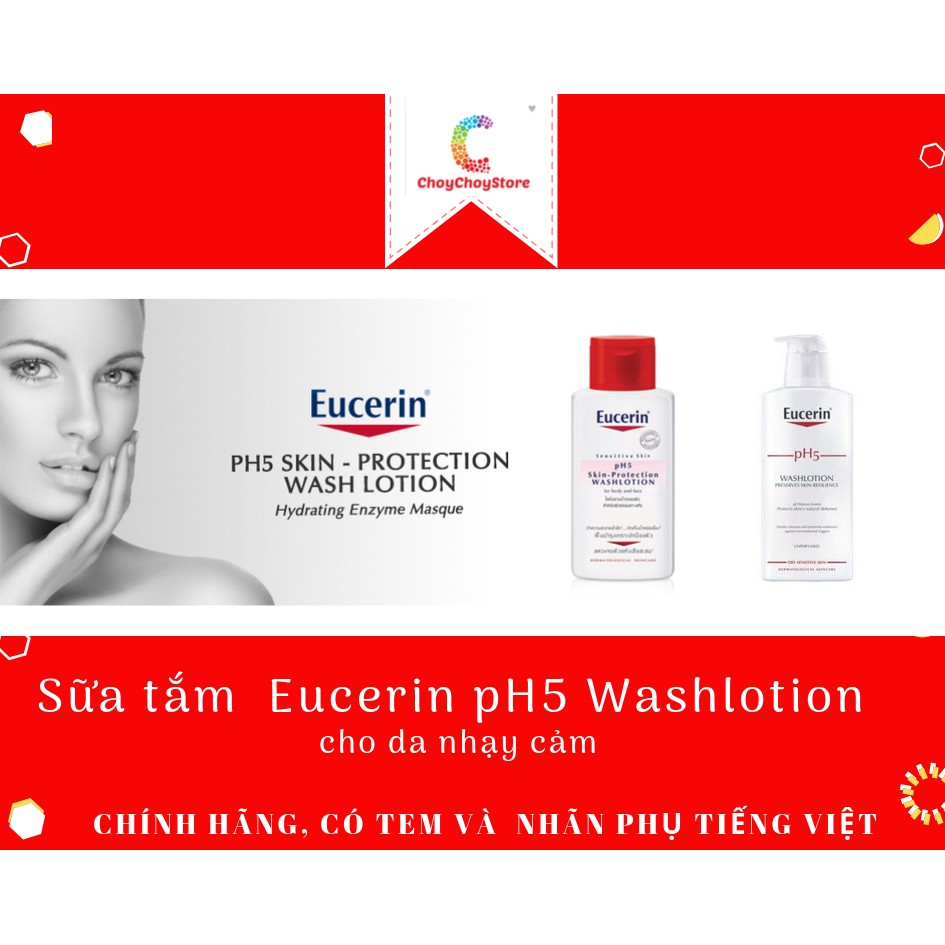 [CHÍNH HÃNG CÓ TEM] Sữa tắm  Eucerin pH5 Washlotion (Có mùi & không mùi) - cho da nhạy cảm