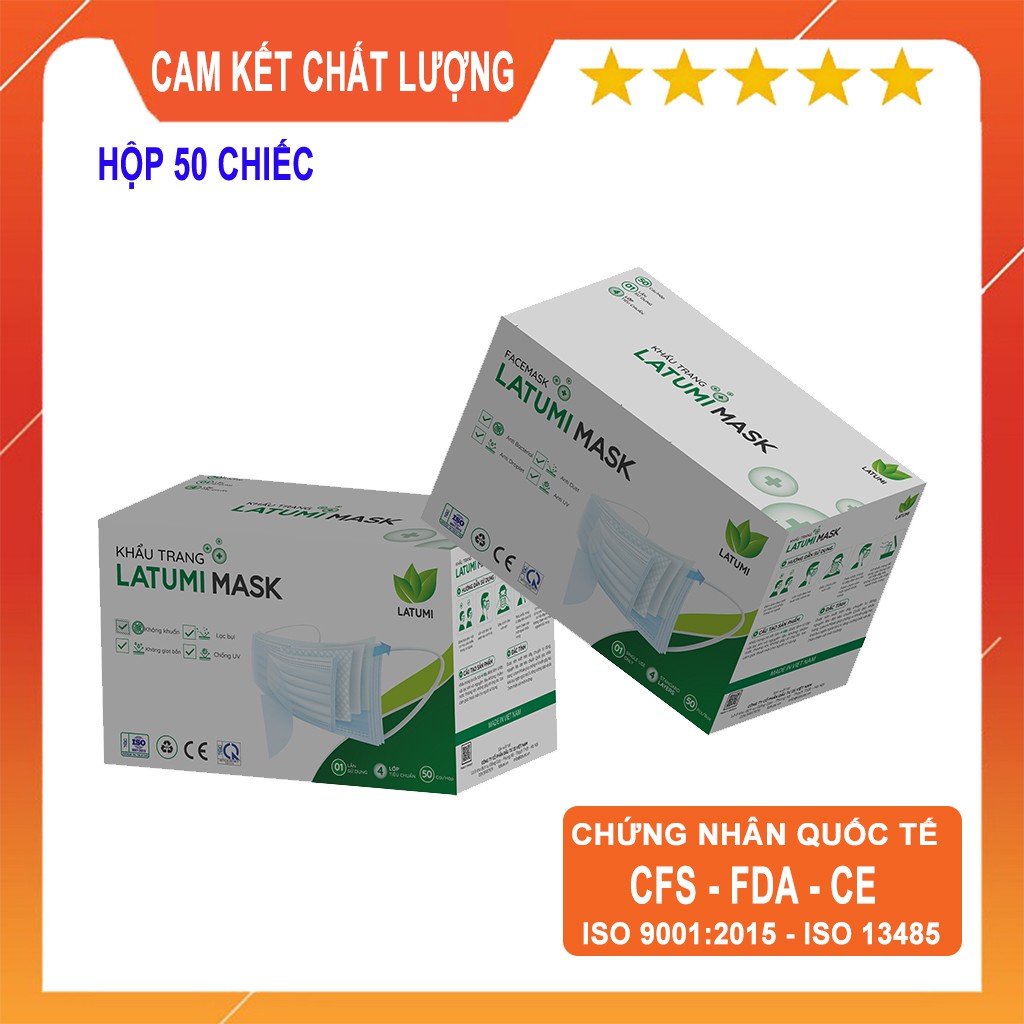 Khẩu Trang Y Tế ⚜️LATUMI⚜️ Khẩu Trang Dày Dặn Kháng Khuẩn Và Ngăn Ngừa Bụi Hiệu Quả