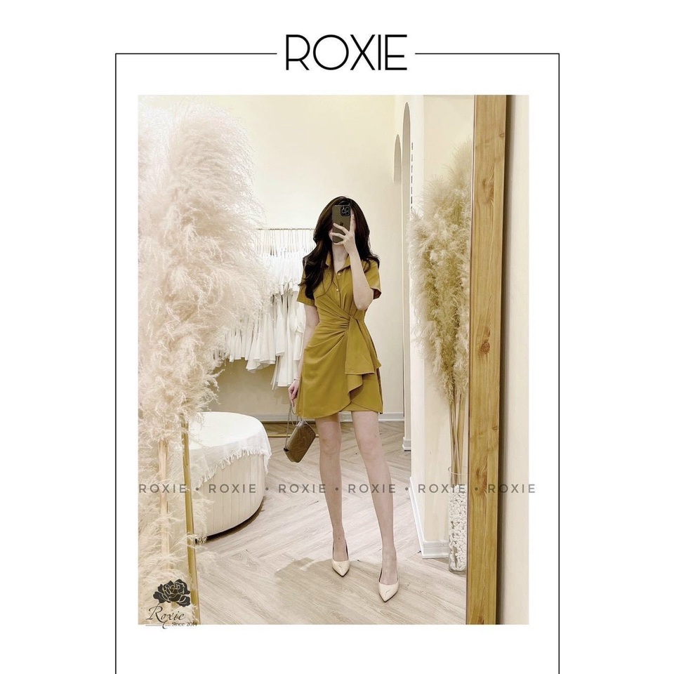 Váy sơ mi cộc tay xoắn eo