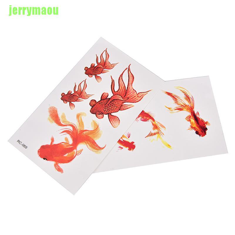 [JERU] Goldfish Temporary Tattoo Women Body Art Animal Waterproof Tattoo Sticker ERHZ