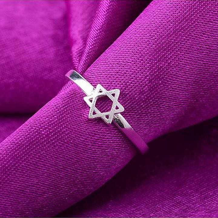 Nhẫn Ngôi sao 6 cánh chất liệu bạc S925 phụ kiện trang sức nữ thời trang sang trọng