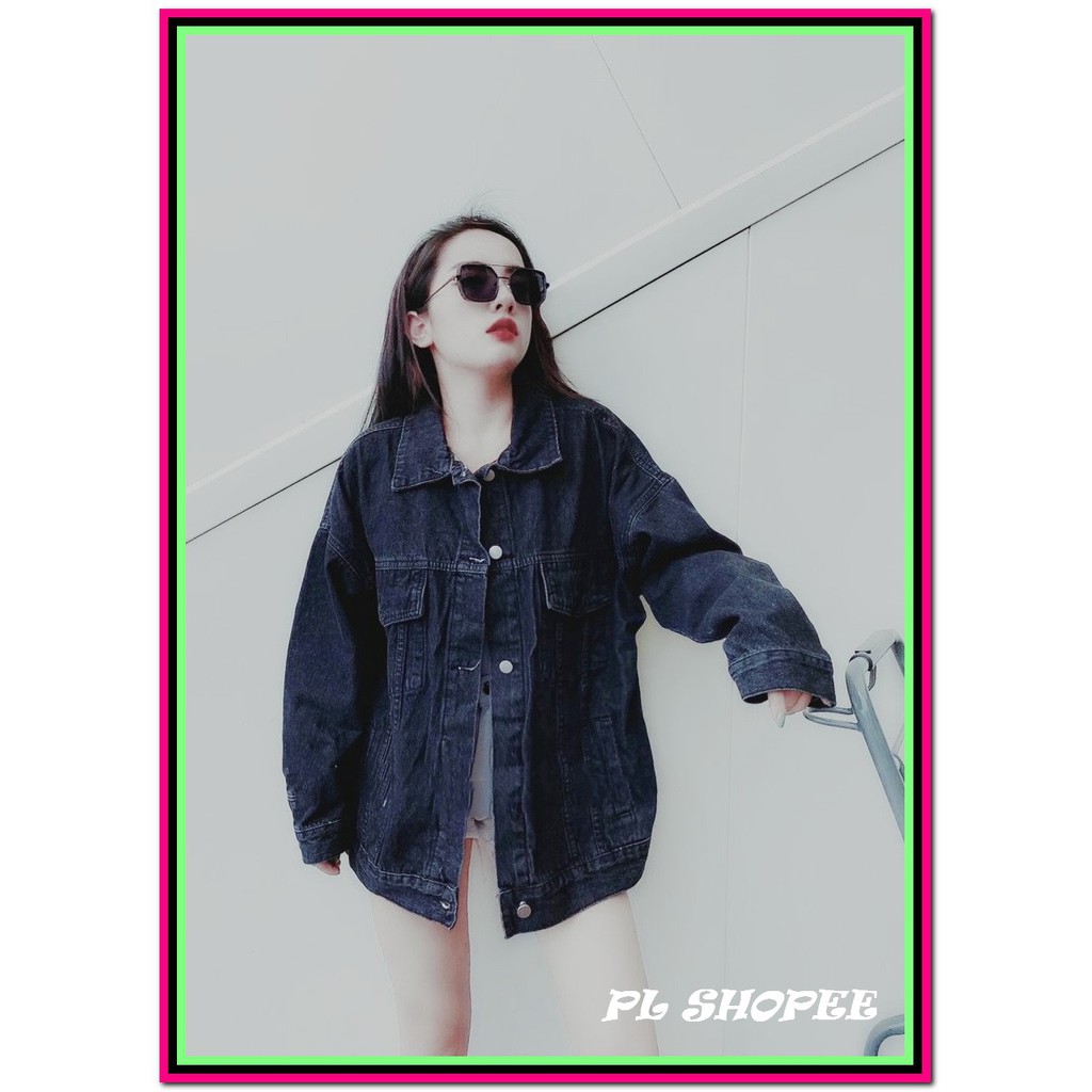 Áo khoác jean nam nữ unisex fome xịn (đen - xanh ) chất jean dày dặn DLK0-97