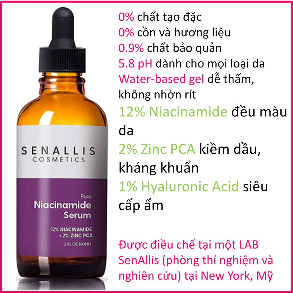 Tinh chất 12% Niacinamide 2% Zinc cho da dầu mụn nhạy cảm dupe Ordinary, Inkey List