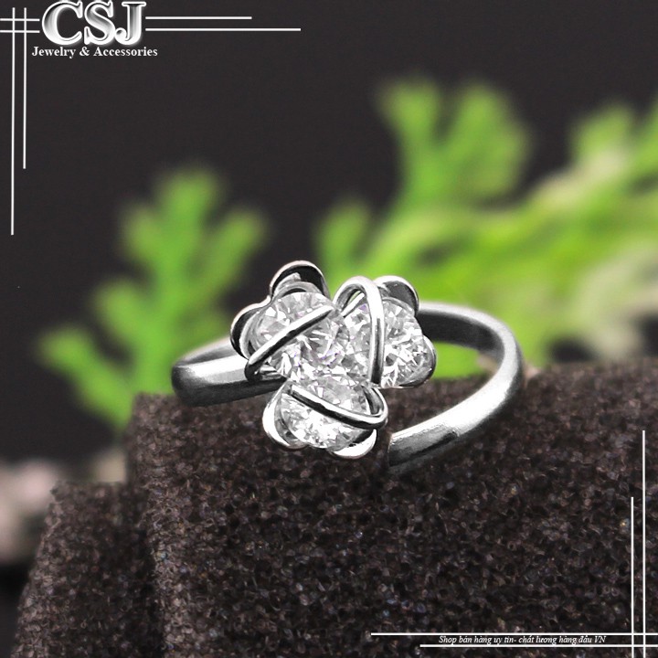 Nhẫn inox nữ 3 viên xoay free size