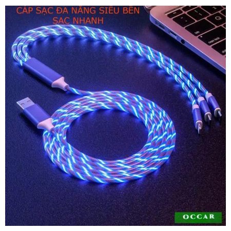 Cáp Sạc 3 Đầu Có Đèn Led