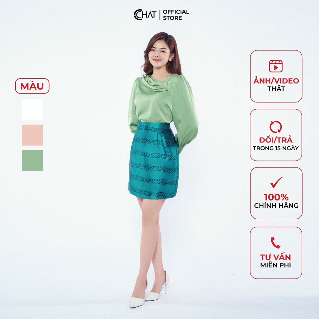 Áo Kiểu Nữ 𝐂𝐂𝐇𝐀𝐓 Tay Dài Chất Lụa Cao Cấp Dáng Suông Phong Cách Trẻ Trung 12ADL2010ST