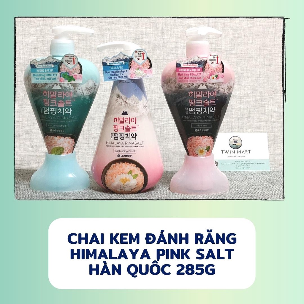 [Đơn 299k tặng sữa tắm 36k] Chai Kem đánh răng Muối Hồng Himalaya Pink Salt Pumping nhập khẩu Hàn Quốc 285g