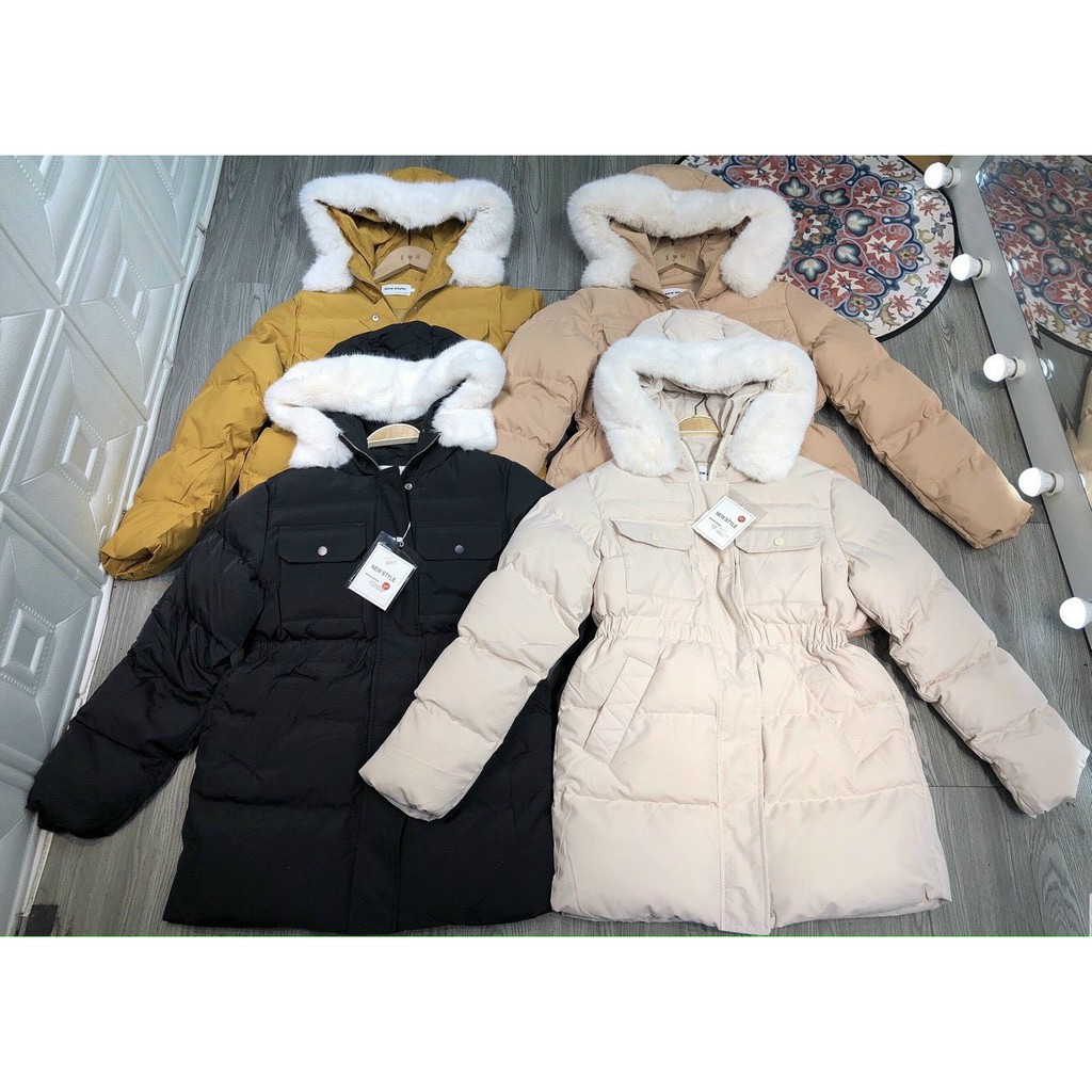 Hàng Sẵn Giao Ngay🌼 Áo Phao Nữ Dáng Lửng Mũ Lông hàng Quảng Châu hot trend 2021