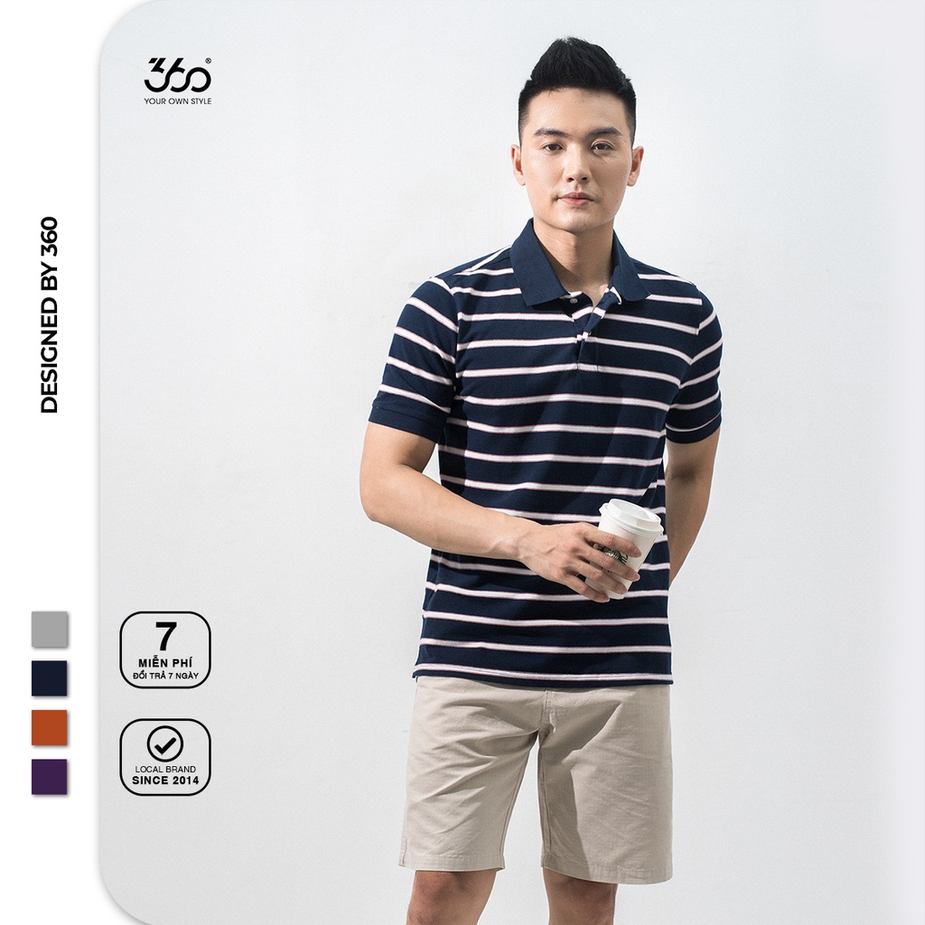 Áo polo nam kẻ ngang local brand 360 BOUTIQUE chất vải cao cấp - POKTK230