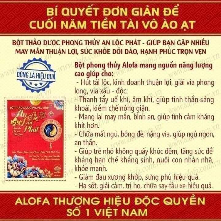 (DATE MỚI ) 1 Hộp Bột Tài Lộc Alofa 40 gói( Tặng kèm túi gấm Đỏ May Mắn)