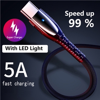 Cáp Sạc Nhanh 5a Micro Usb / Type-C Có Đèn Led Cho Android Và Ios Tiện Dụng