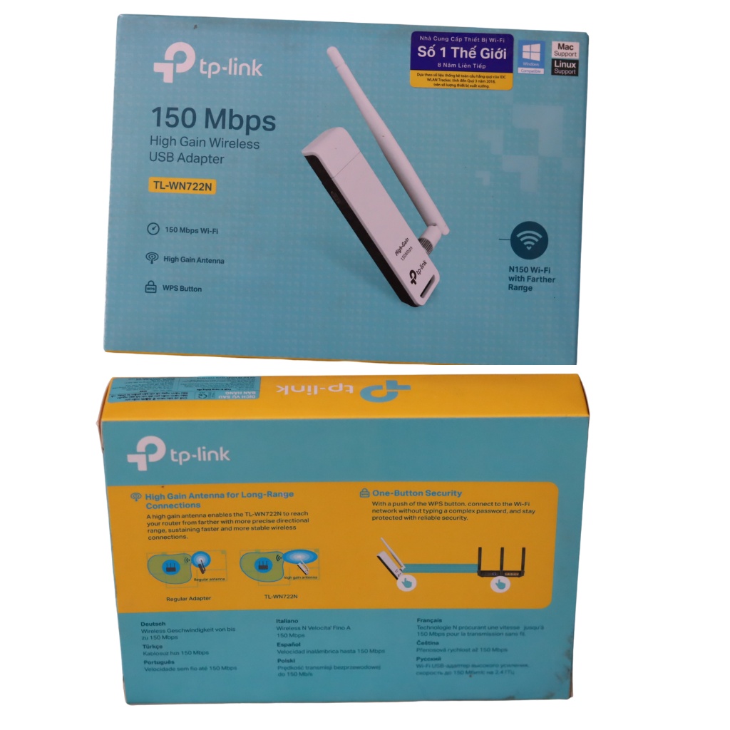 Cục thu wifi TP link 722N cho máy tính bàn pc laptop tốc dộ 150mbps hàng chính hãng bảo hành 24 tháng