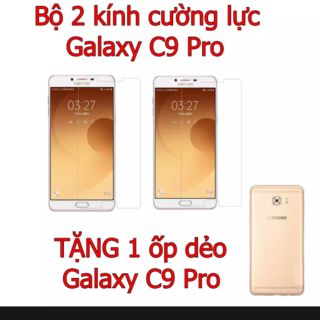Combo bộ 2 kính cường lực Samsung C9 Pro Tặng Ốp dẻo