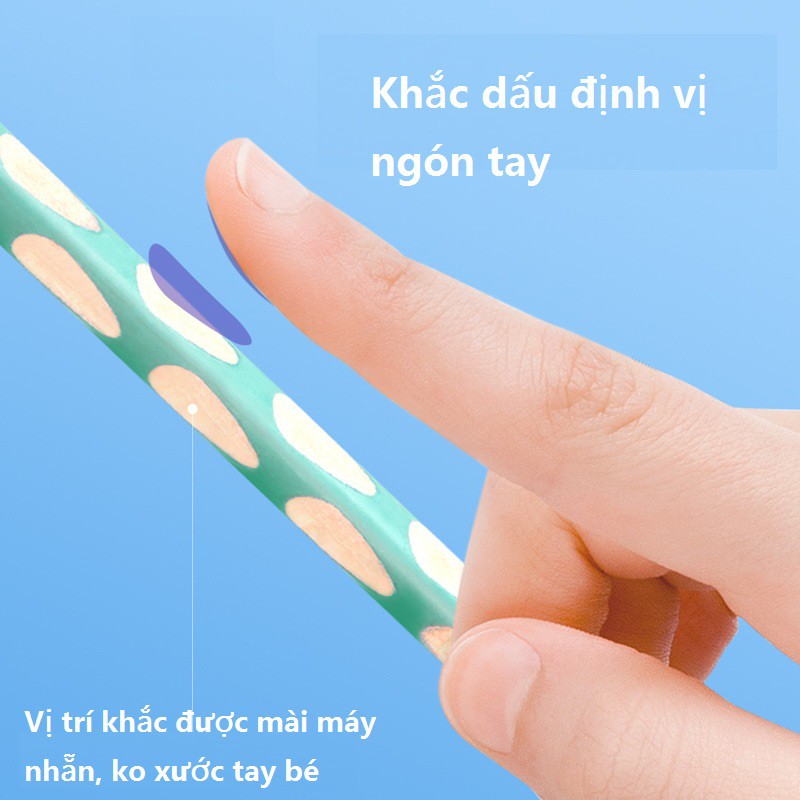 Bút Chì Định vị 2B kèm tẩy Deli hình ngộ nghĩnh hộp 12 chiếc Xanh lá / Xanh lam / Hồng / Vàng