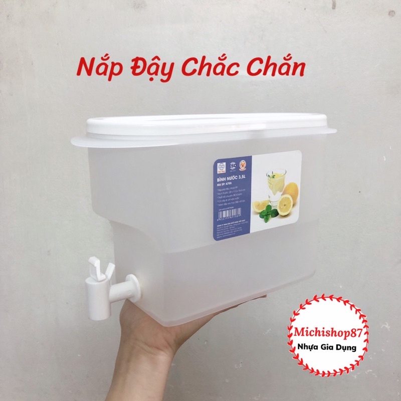 Bình Đựng Nước Có Vòi 3,5L Để Tủ Lạnh Nhựa Việt Nhật, Hộp Đựng Nước, Đựng Trà, Nước Trái Cây Có Vòi Rót Tiện Lợi