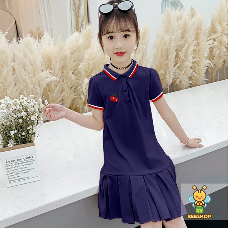 Váy cotton cho bé gái Đầm xòe trẻ em chất liệu co dãn full size Beeshop H21009