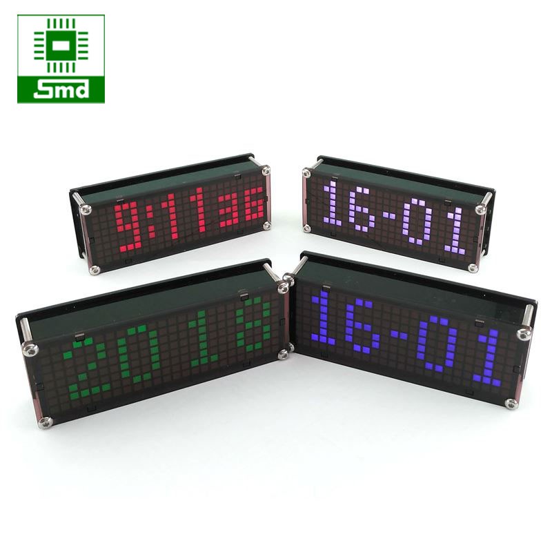 Đồng hồ led để bàn chạy chữ theo ý thích, hiển thị nhiệt độ, pin sạc