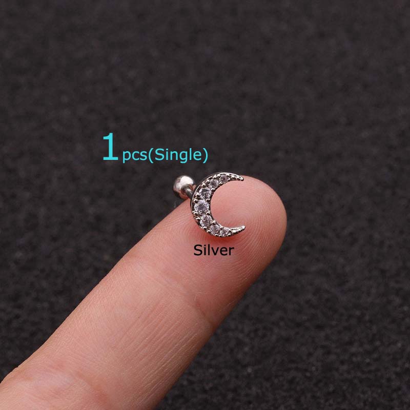 1 Khuyên Tai Hình Mặt Trăng Nhỏ Dài 6mm 20g