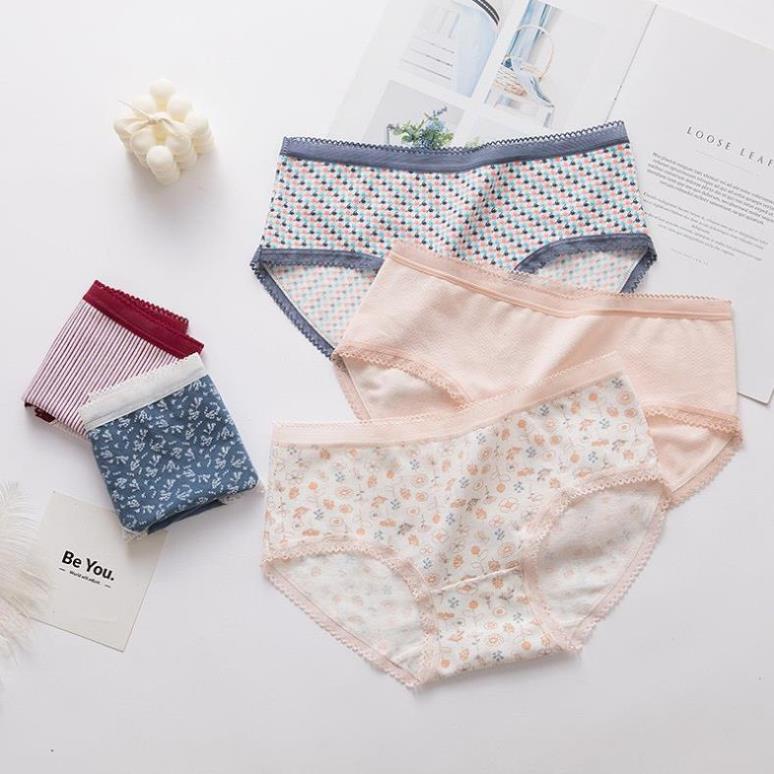 Quần Lót Nữ Cotton Nâng Mông Trẻ Trung Gợi Cảm Phối Hoạ Tiêt Ms 0742