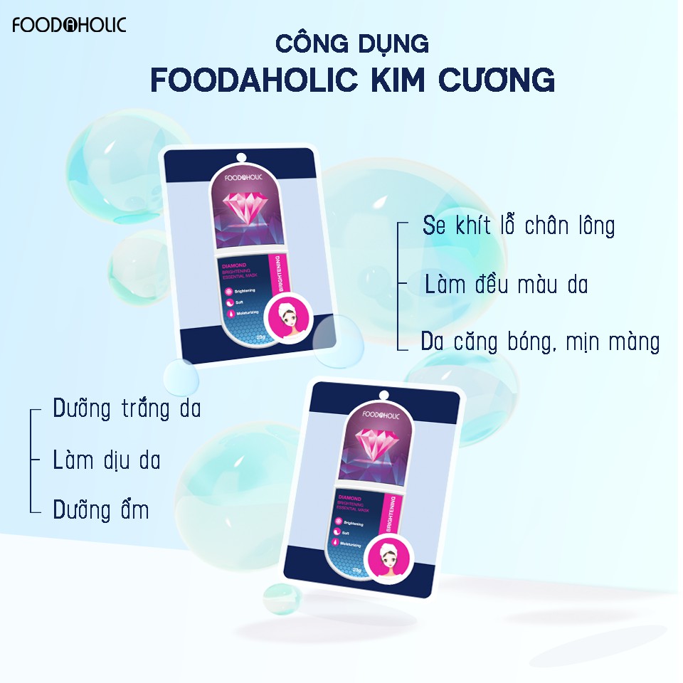 Combo 5 Mặt Nạ Dưỡng Trắng Da Kim Cương Foodaholic Diamond Brightening Essential Mask 23g x 5