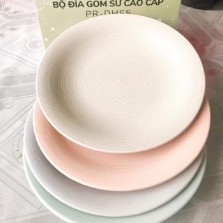 Bộ 4 dĩa sứ màu pastel vân xoắn ốc cao cấp.