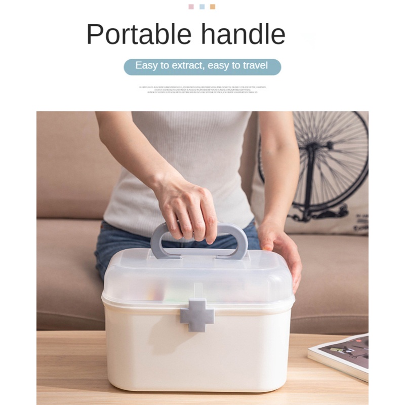 Hộp Đựng Đồ Sơ Cứu Hai Tầng Bằng Nhựa Có Tay Cầm Tháo Rời Được