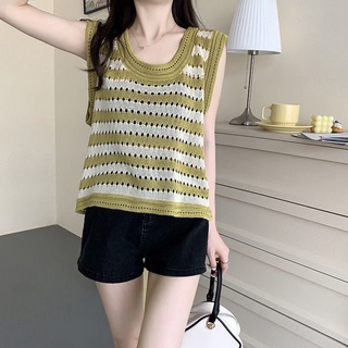 Áo len kẻ sát nách môngtơghi