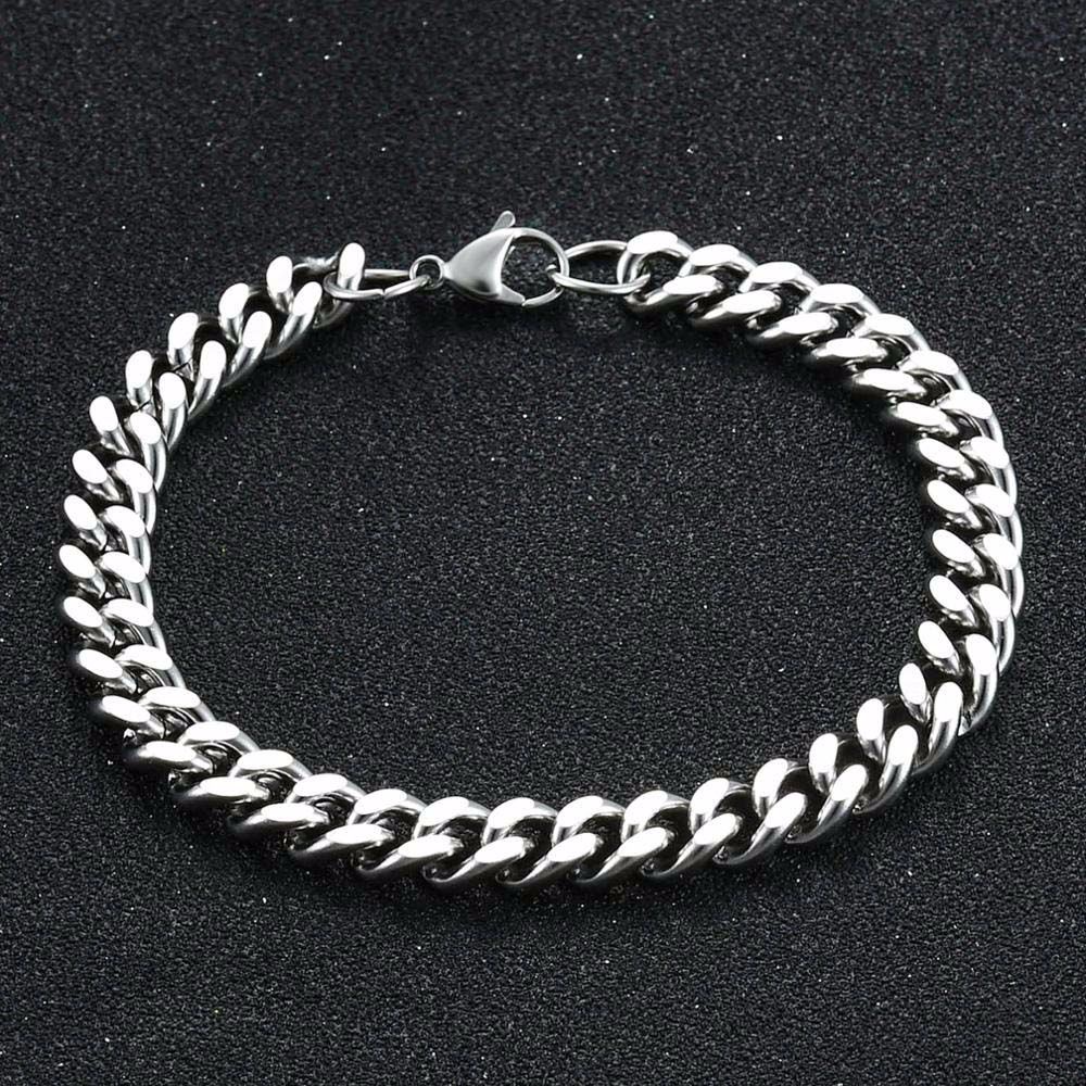 Vòng Tay Dây Xích Bằng Thép Không Gỉ 10mm Phong Cách Punk Thời Trang Cho Nam Và Nữ