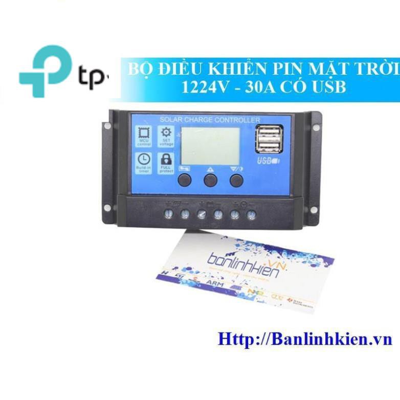 Bộ Điều Khiển Sạc Pin Mặt Trời 12/24V 30A Có USB