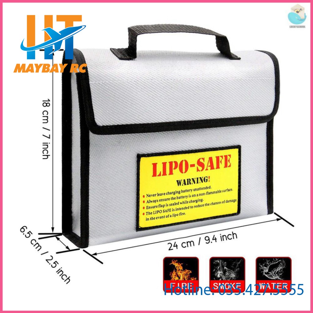 Túi Đựng Pin Lipo Chống Cháy Chịu Nhiệt 240x180 X 65mm