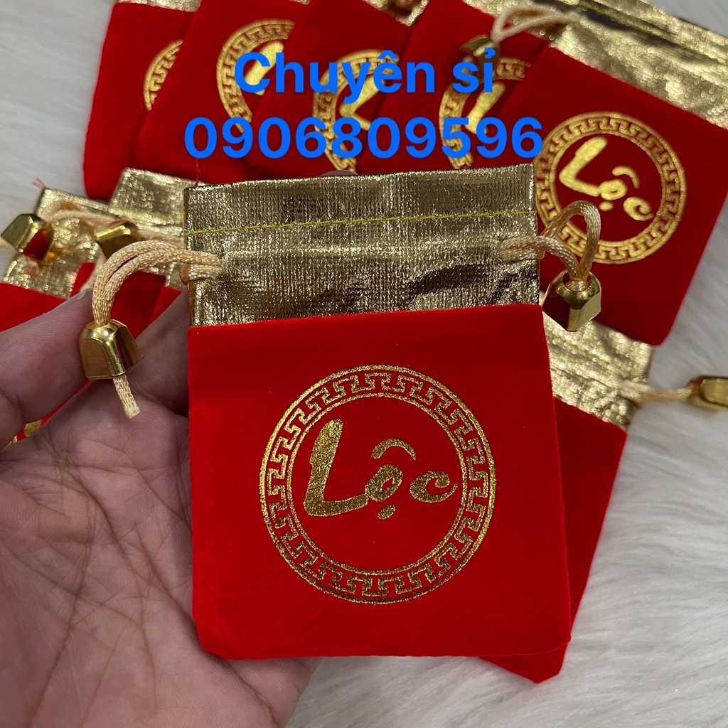 Combo 10 Túi Gấm Đỏ Chữ Phúc Lộc Phong Thuỷ, May Mắn