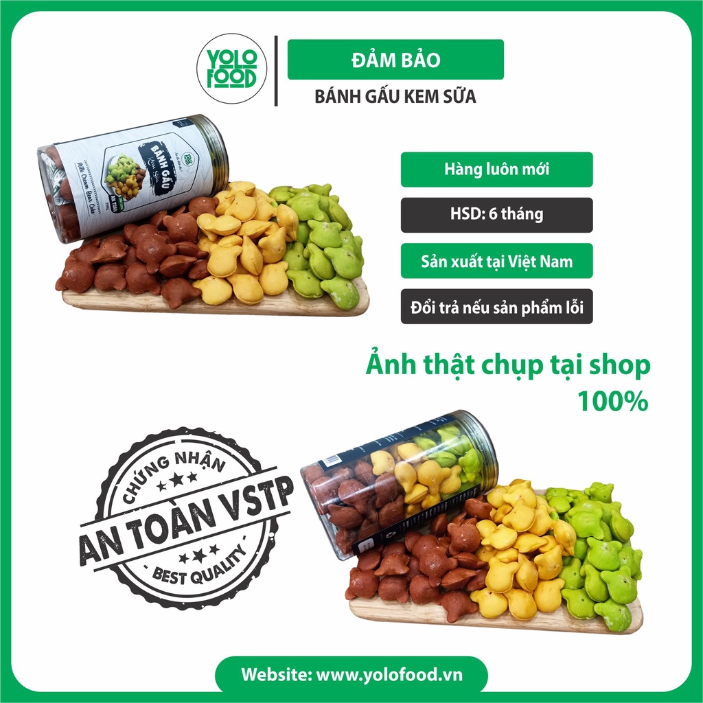 Bánh gấu nhân kem sữa mix 3 vị hộp 350g YOLO FOOD đồ ăn vặt ngon ,  bánh gấu mix 3 vị loại 1 thơm ngon béo ngậy ATVSTP