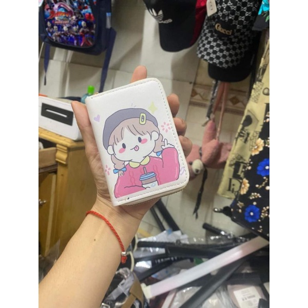 Ví gấp gọn cầm tay kéo khóa nhiều ngăn