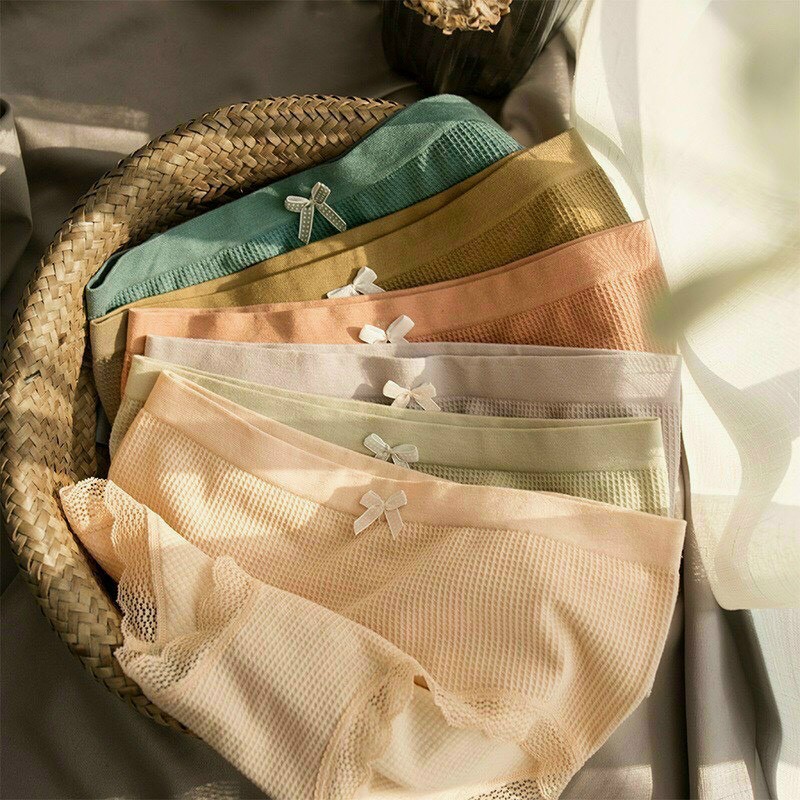 Quần Lót Nữ Cotton Kháng Khuẩn Đính Nơ Viền Ren Dễ Thương 032